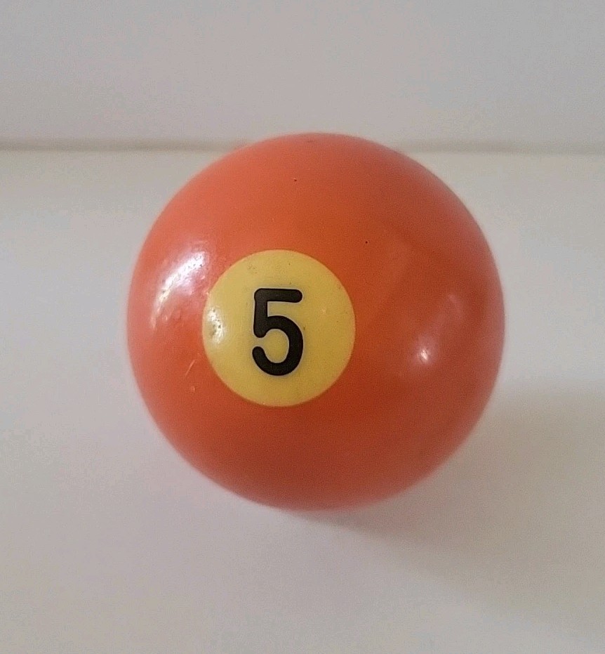 Vintage No. 5 Solid Orange Pool Ball Billiard 2" Replacement (I)