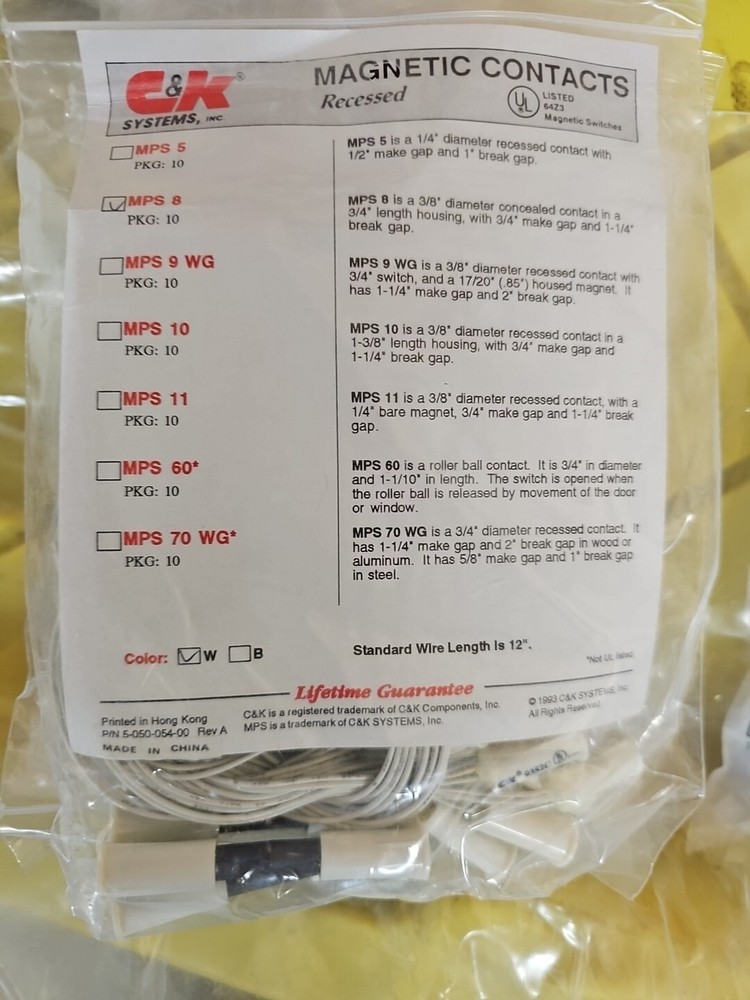 (10 pcs) C&K Systems Magnetic Contacts MPS-8