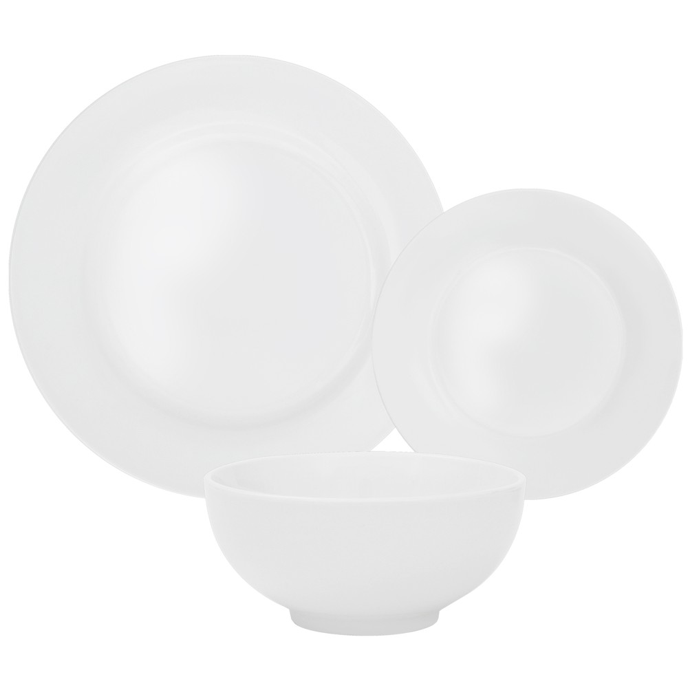 Round Dinner Plates Dish Service For 6 18-Piece Dinnerware Set White