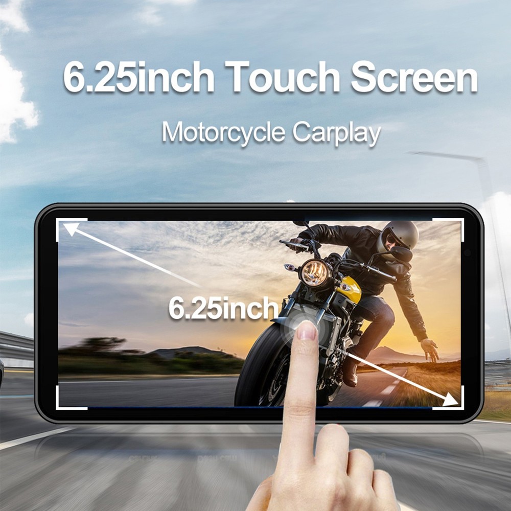 6.25" Motorcycle GPS Navi Wireless Carplay/Android Waterproof Bluetooth w/Camera