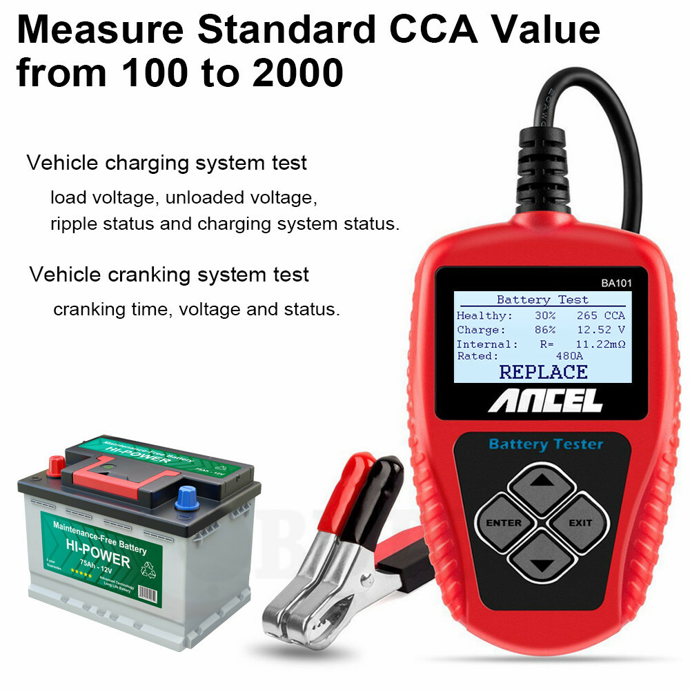 OBD Car Battery Load Tester Charging Cranking System Diagnostic Voltage Analyzer