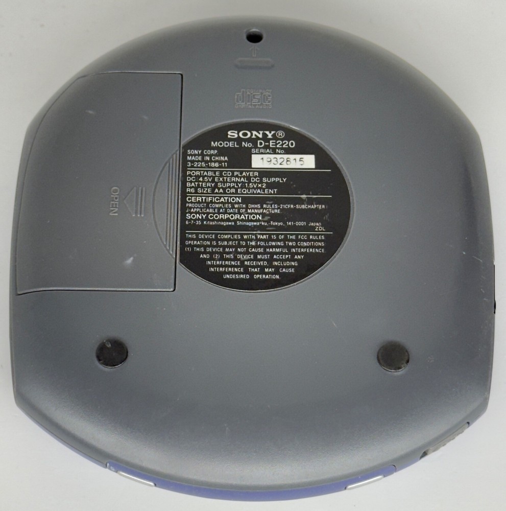 Sony Walkman Portable CD Player D-E220 ESP MAX Blue Pearl Discman UNTESTED READ