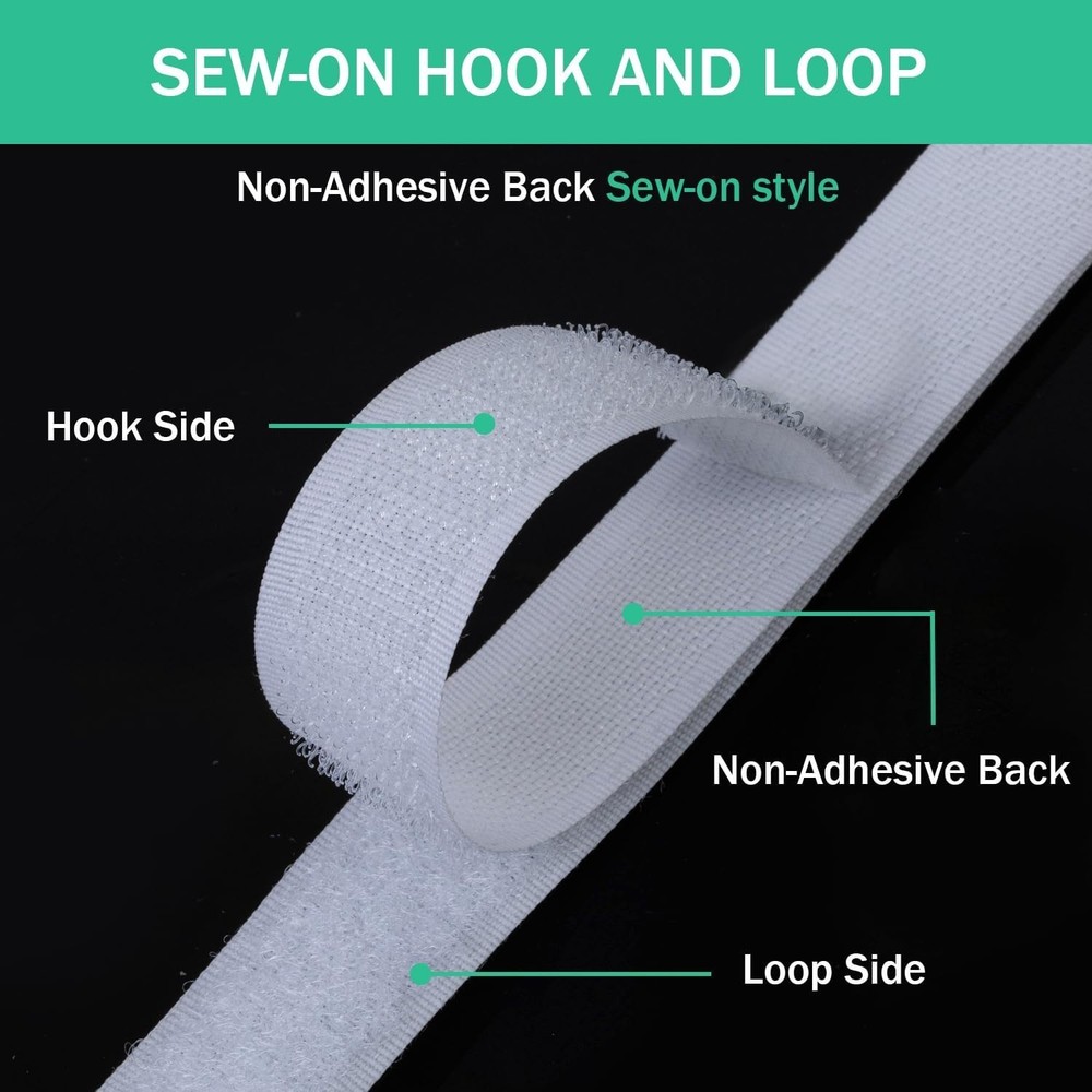 3/4 Inch Sew On Hook & Loop Strips - Reliable Fasteners for DIY Projects