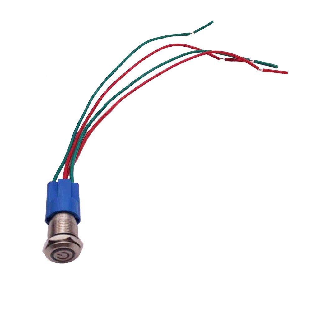 Blue Power Push Button Switch Latching 12mm 12V LED with Wire Socket Harness