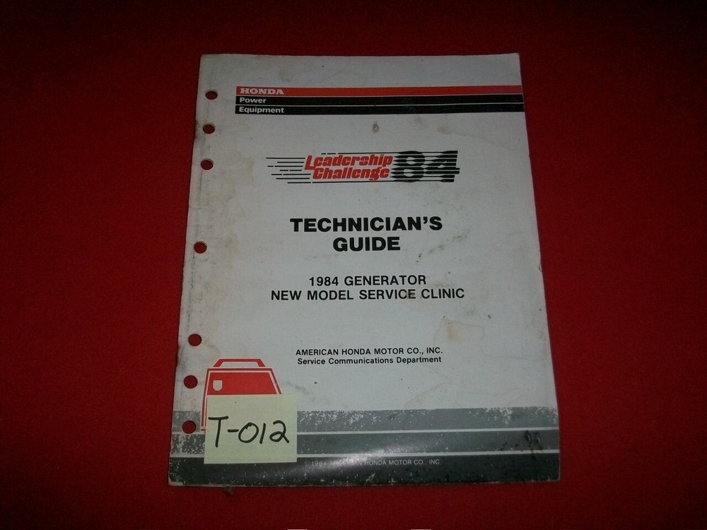 HONDA GENERATOR NEW MODEL SERVICE CLINIC MANUAL 1984 TECHNICIANS GUIDE