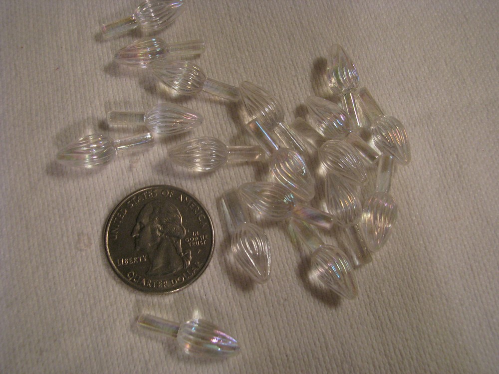 18 Replacement Opalescent Plastic "Light Bulbs 7/8" L Ceramic Christmas Trees
