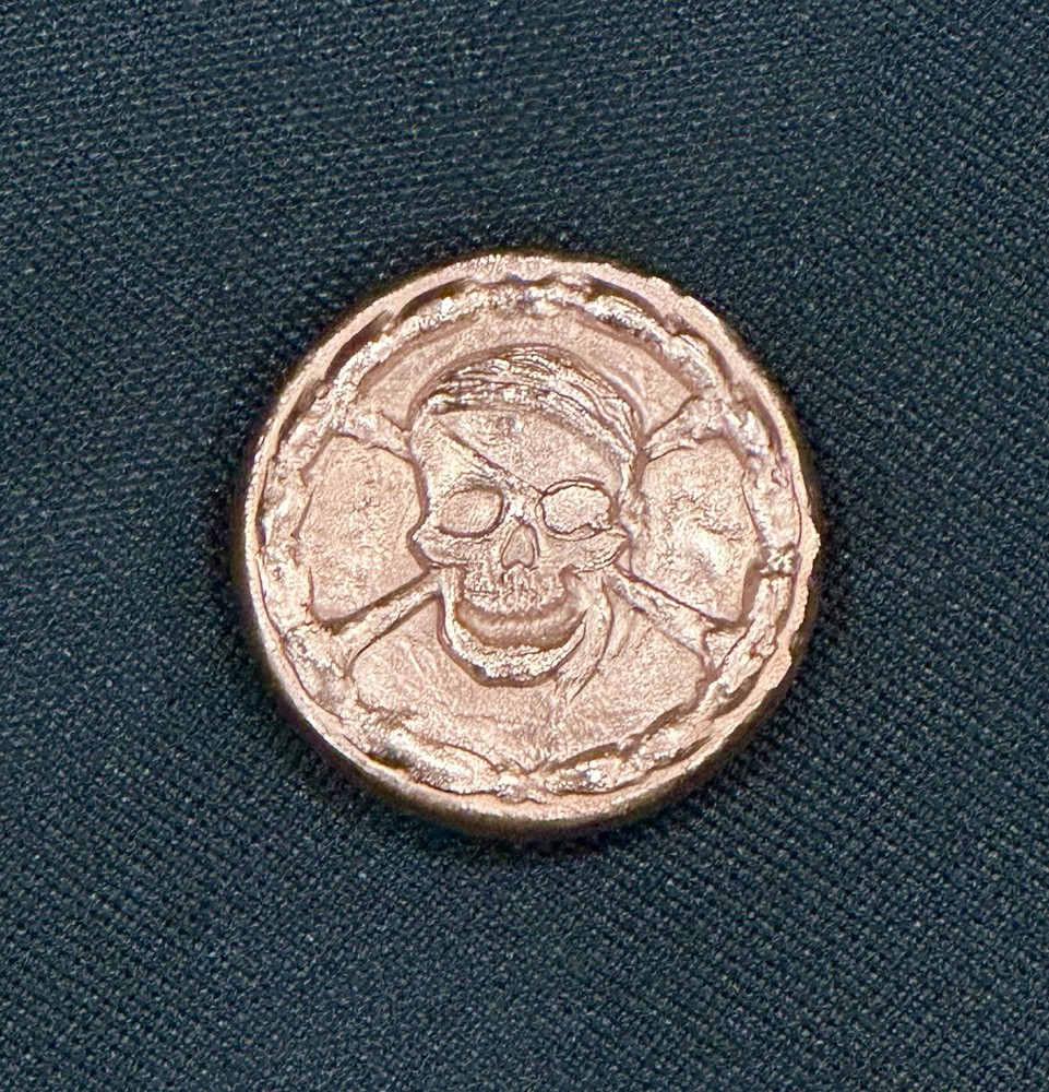 3-4 oz .999 Solid Copper Pirate Coin