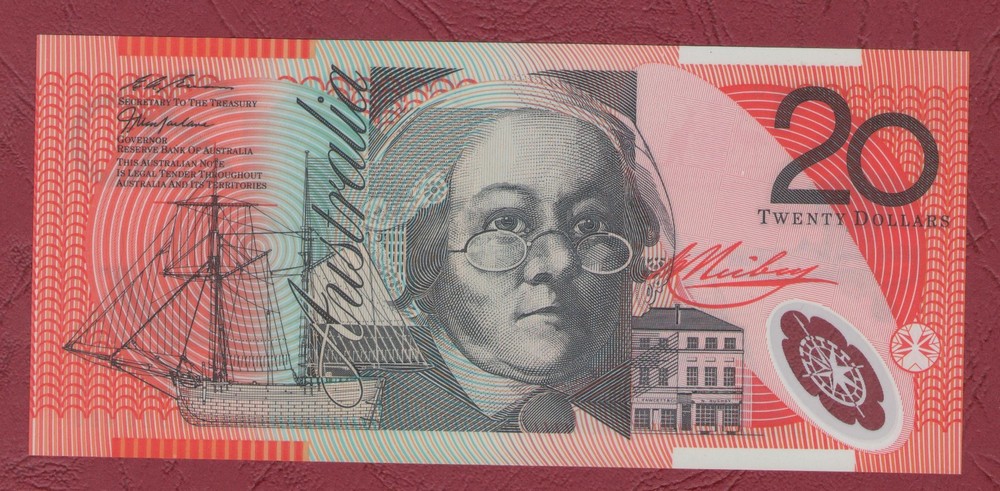 AUSTRALIAN BANKNOTE $20 TWENTY DOLLARS 1998 FIRST PREFIX AA98 UNC
