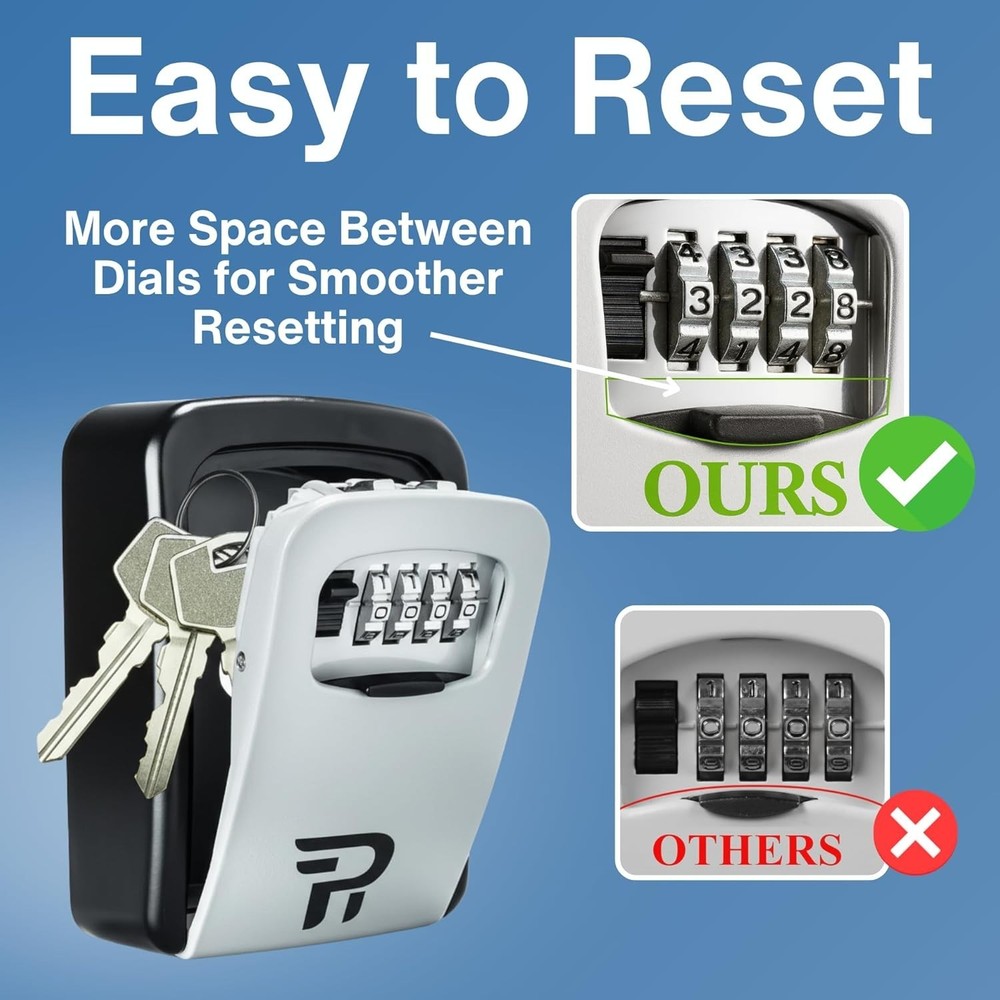 Key Lock Box with Code for Outside - Durable Wall Mount Lockbox for Keys and ...