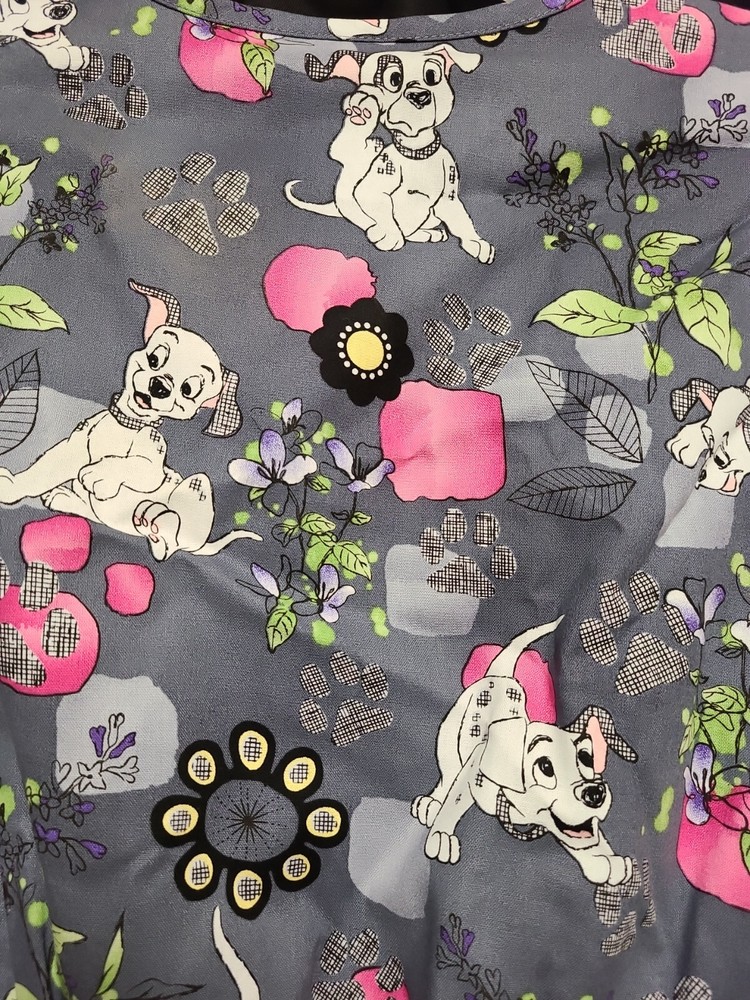 Disney 101 Dalmatians Mock Wrap Scrub Top Small