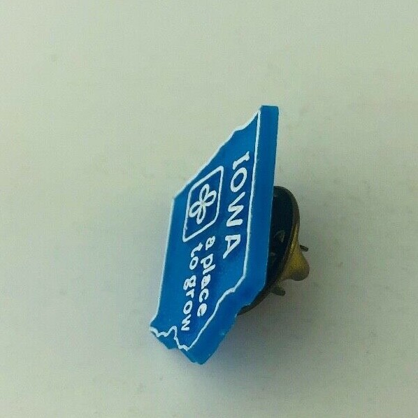 Iowa Lapel Hat Pin Small Plastic Blue