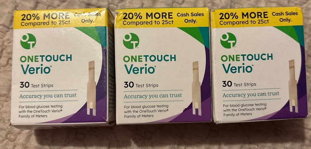 3 - OneTouch Verio 30 Test Strips  Exp 2026