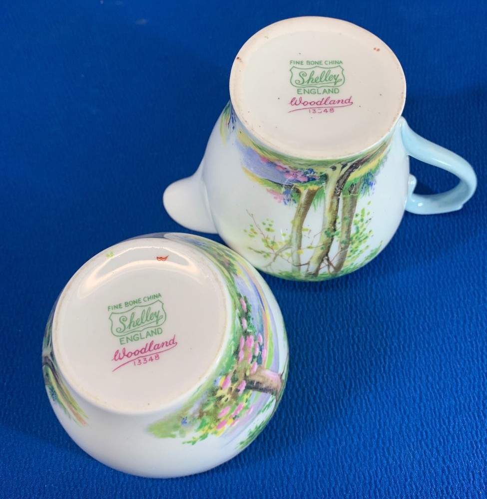 SHELLEY WOODLAND PATTERN SUGAR AND CREAMER SET