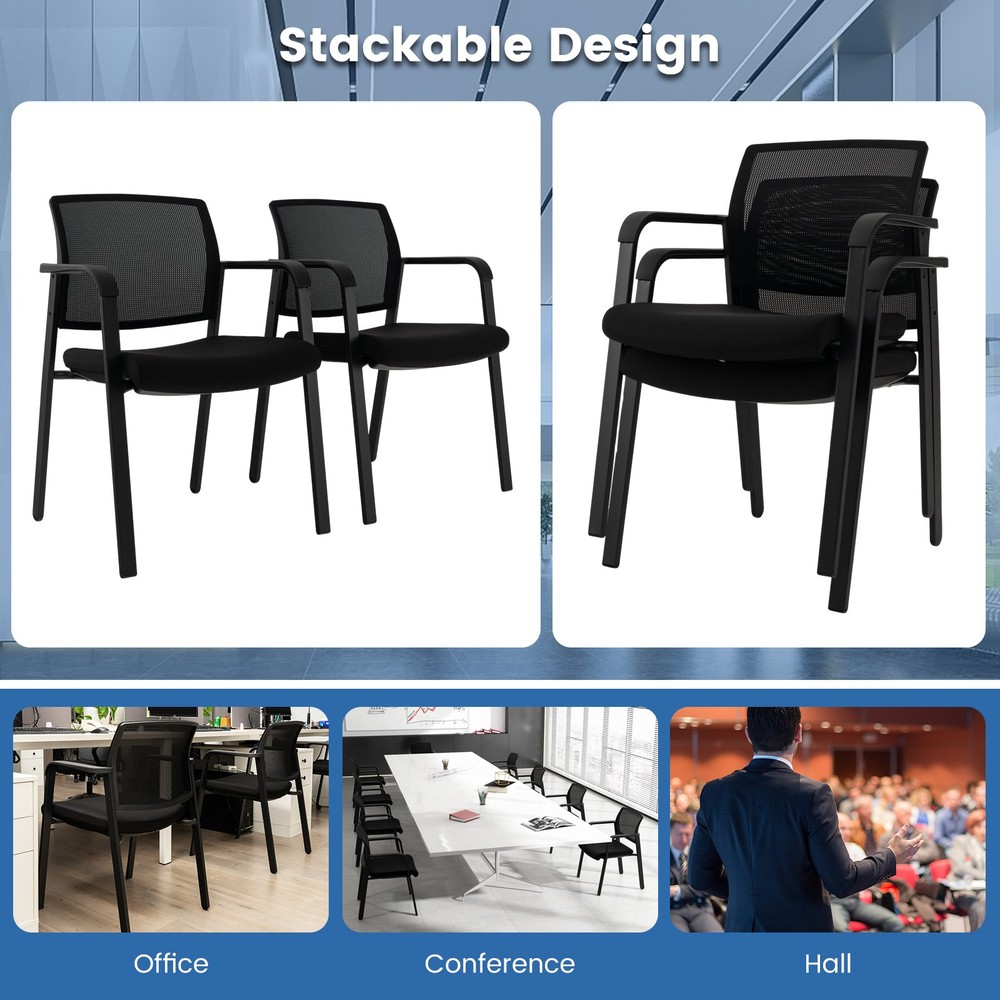 Conference Chairs 4PCS Stackable Office Guest Mesh Chairs for Waiting Room