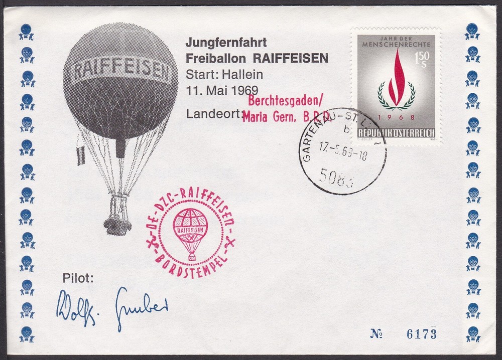 BPC0109 Balloon Post Cover, Austria, Hallein