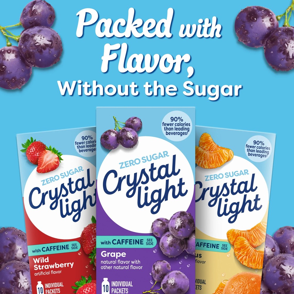 Drink Mix with Caffeine 10 Packets Grape Zero Sugar 3 Pack