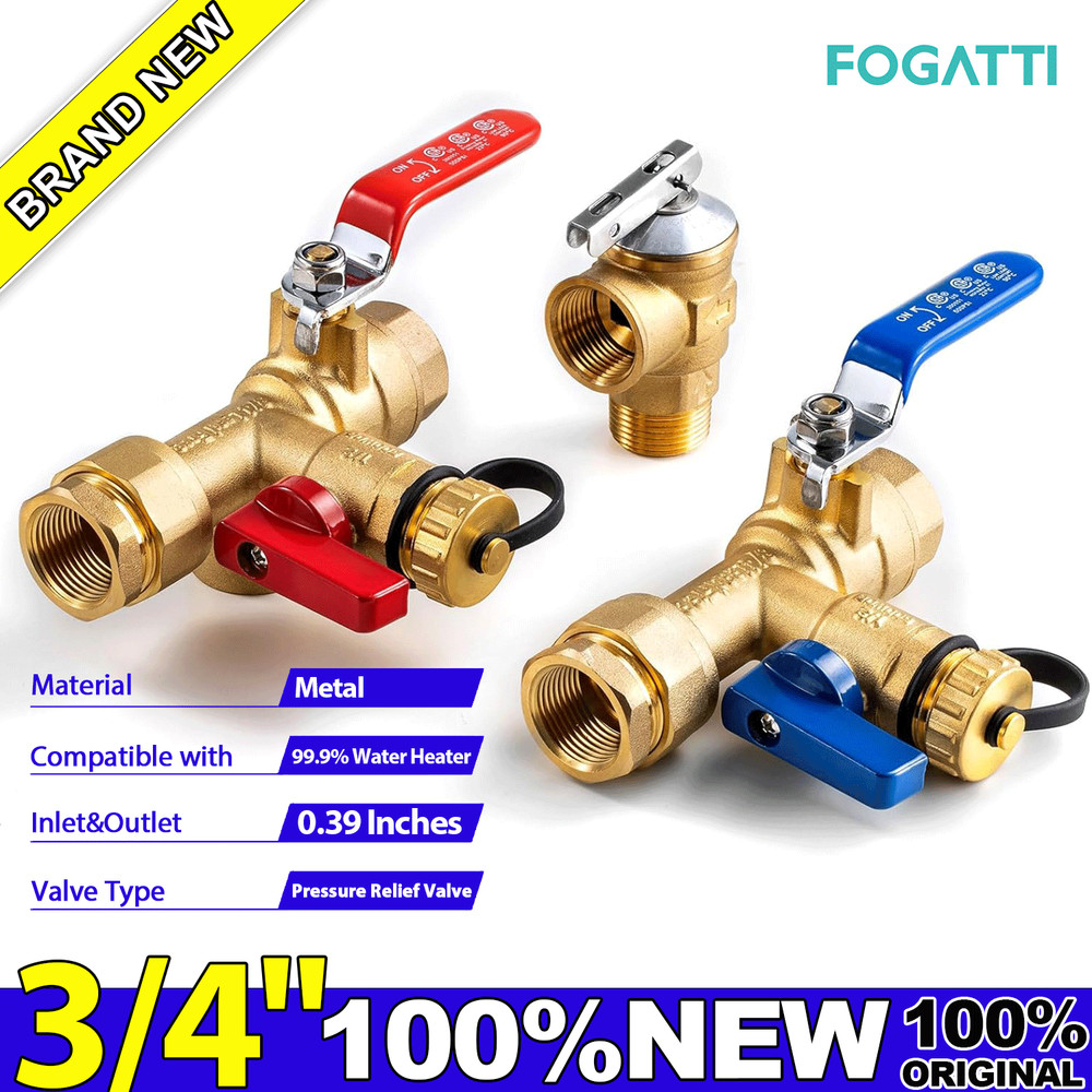 3/4'' Tankless Water Heater Service Valve Kit with Pressure Relief Valve 150PSI