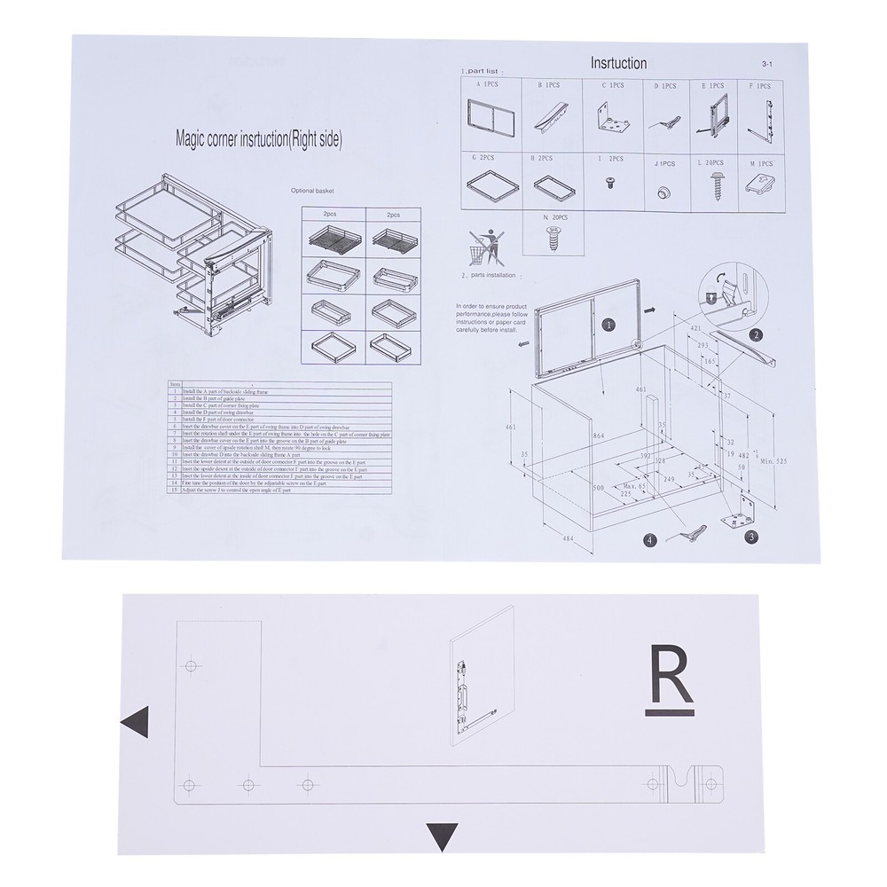 2 Tier Kitchen Blind Corner Basket Storage Organizer Soft Close Pull Out Cabinet