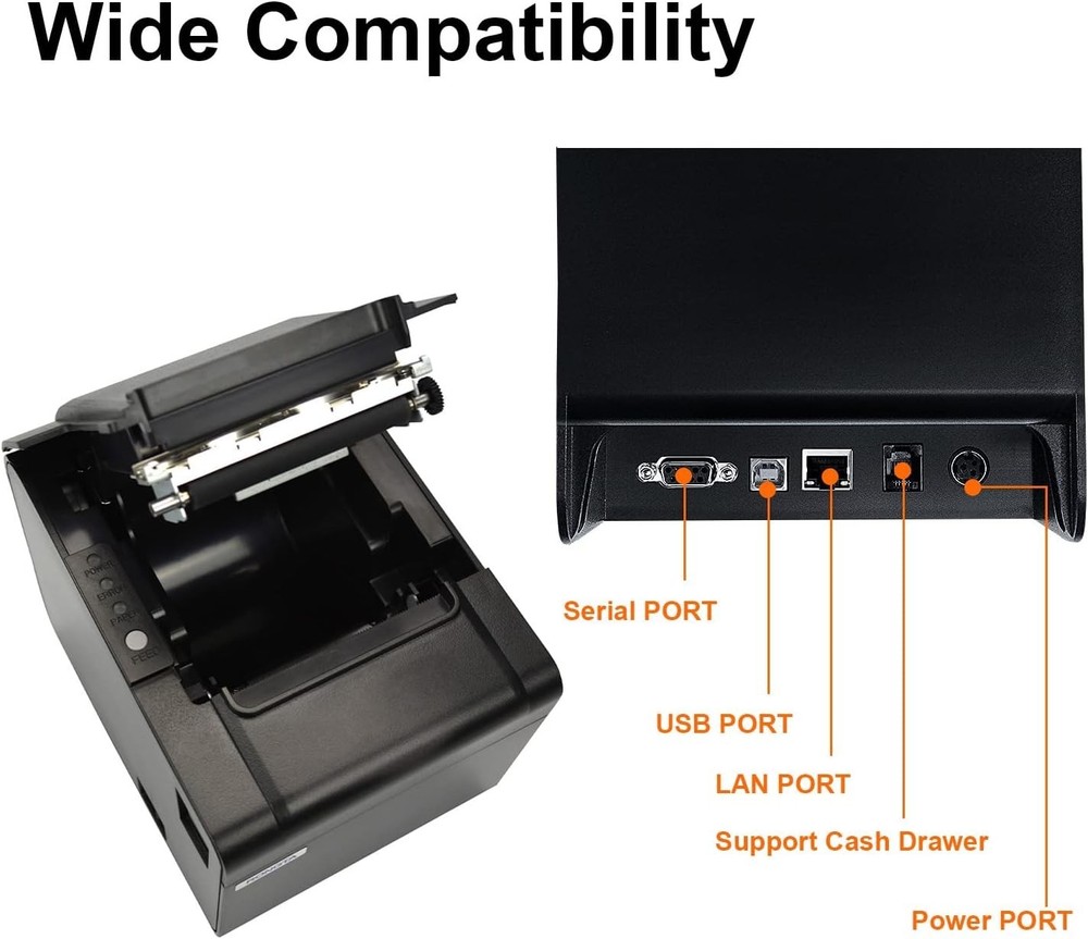Efficient USB Thermal Receipt Printer with Wall Mount Feature & Auto Cutter