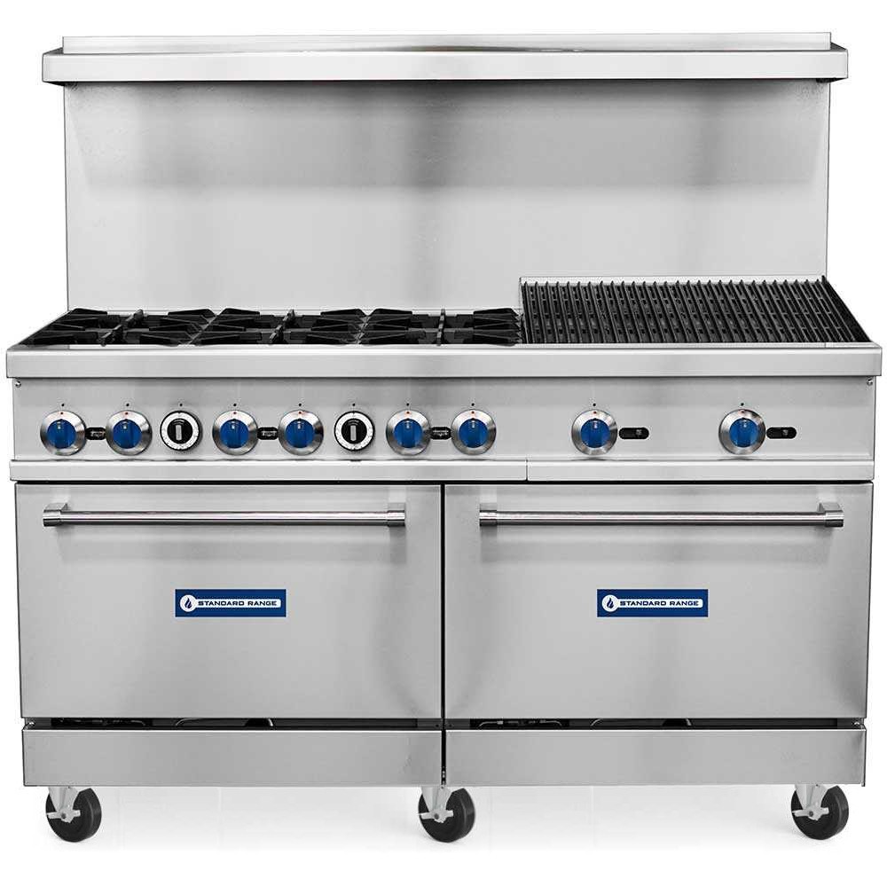 60" Range - 6 top burners + 24" charbroilers and 2 standard ovens