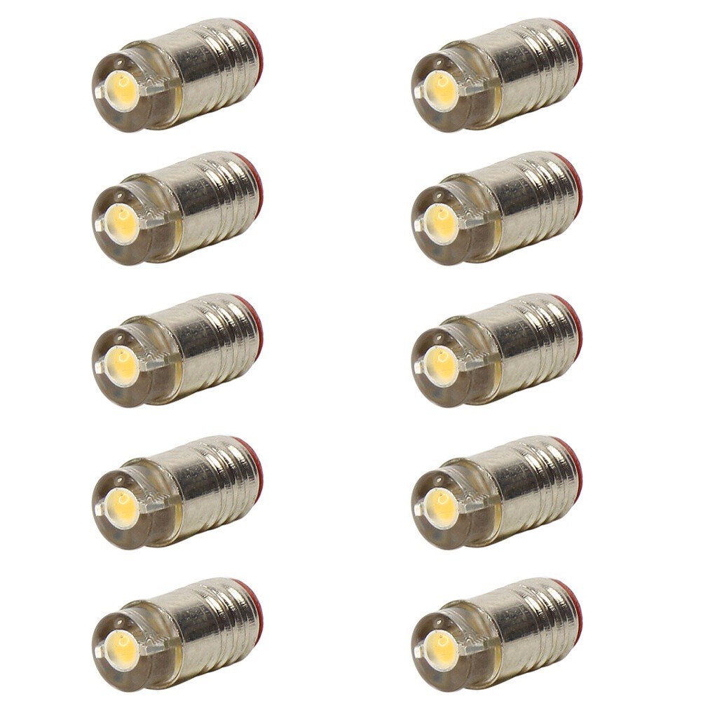 10 Units Warm White LED Screw Bulb & Stand E5 E5.5 12V HO N Scale E501WMT