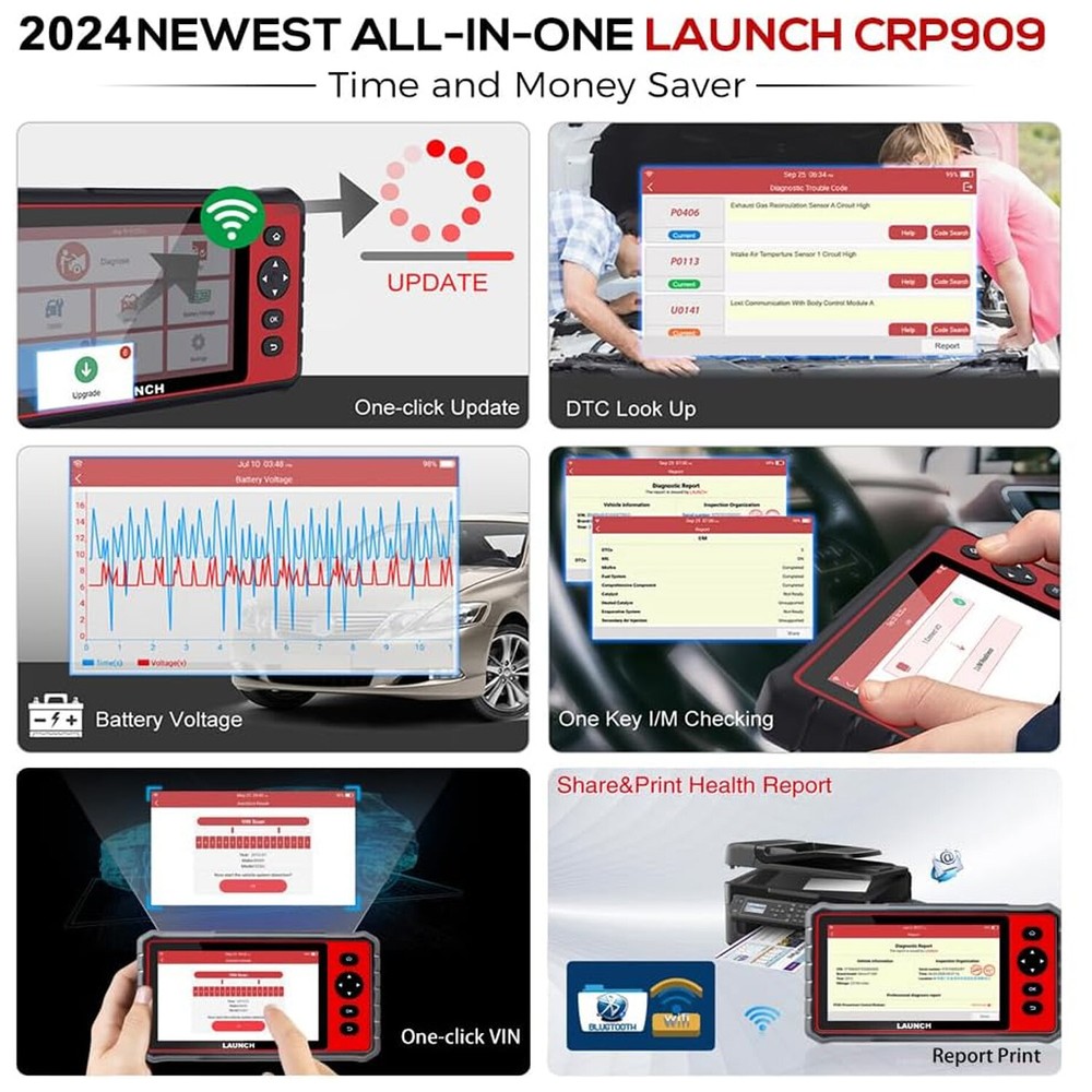 LAUNCH X431 CRP909 Pro All System Car OBD2 Diagnostic Scanner Key Programming