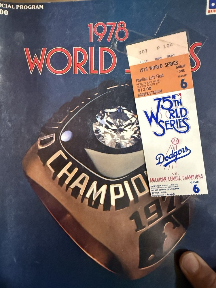 Yankees Vs Dodgers 1978 Official World Series Program With Ticket Stub