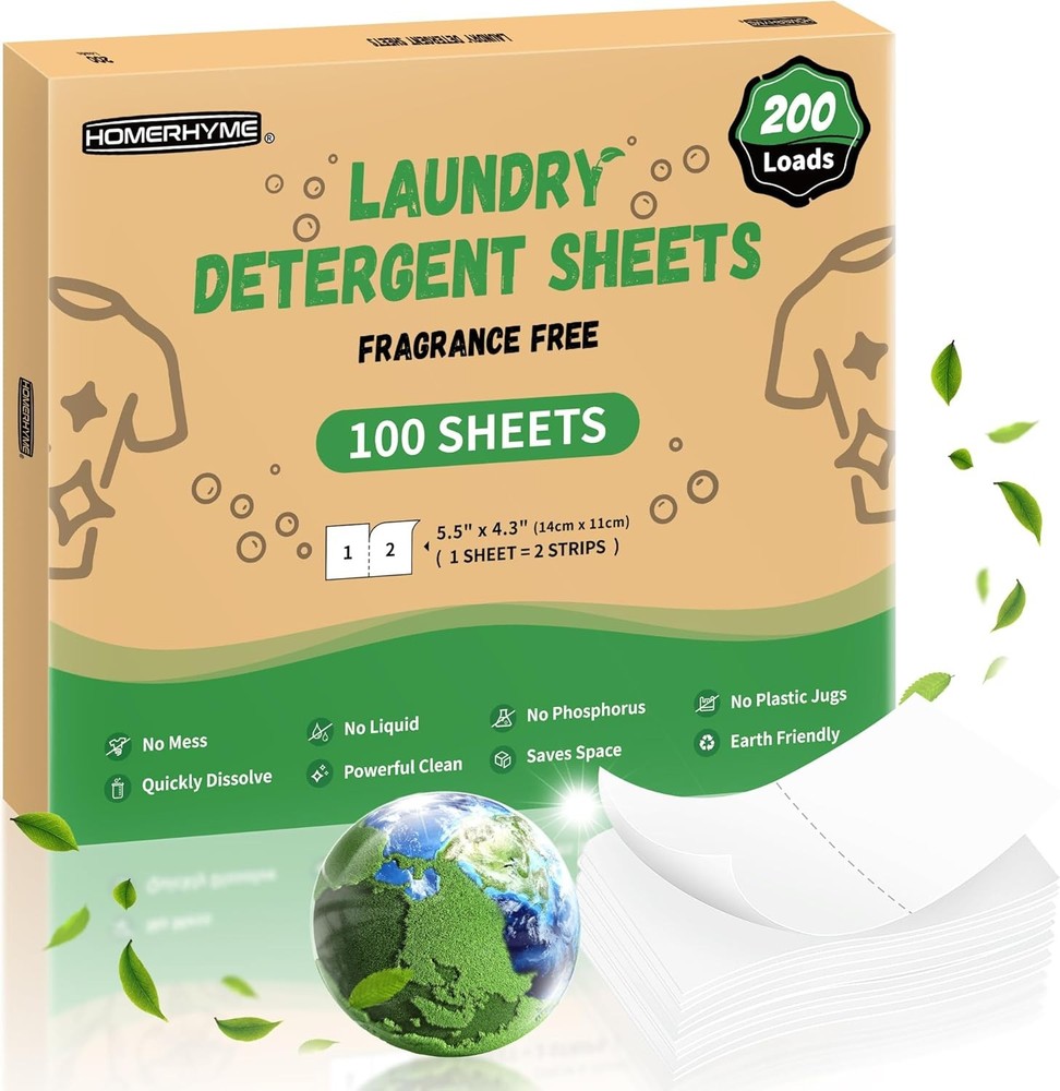 Laundry Deternt Sheets - 200 Loads Unscented Travel Laundry Deternt,