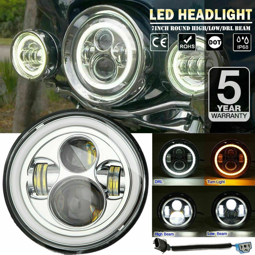 7" inch Led Headlight + 4.5" Passing Lights Kit For Harley Electra Glide Classic
