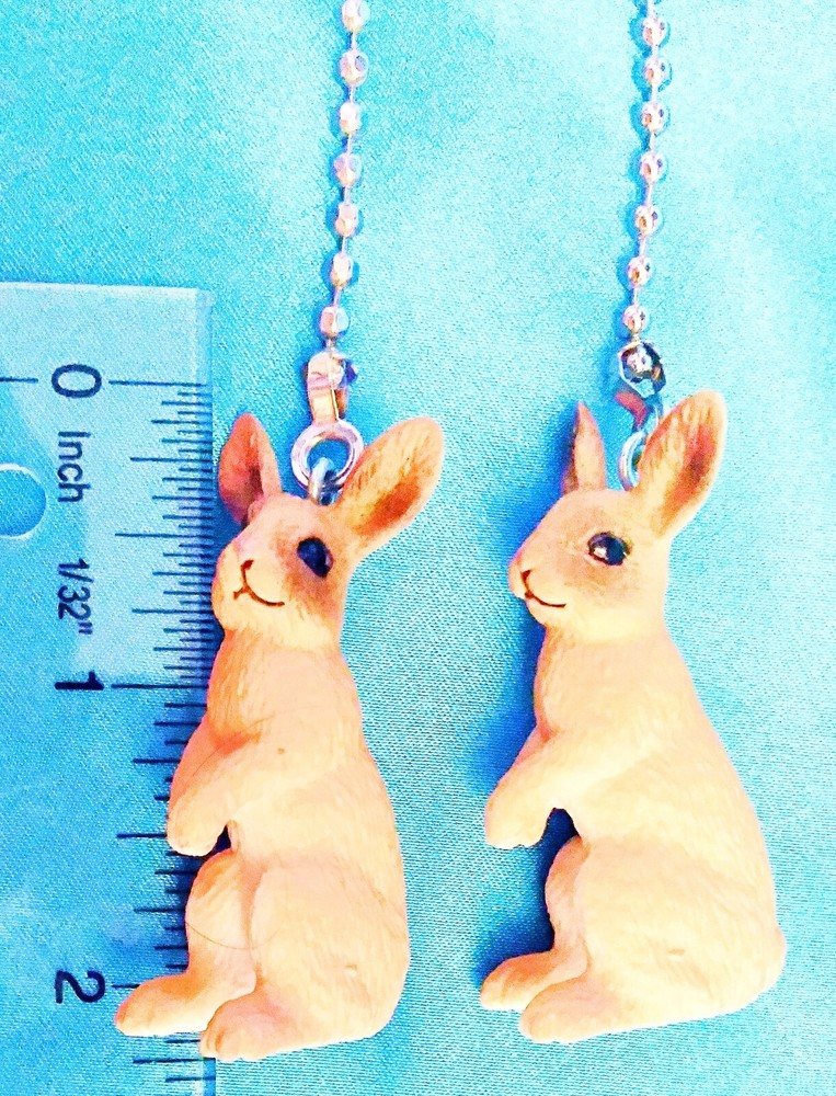 Set of Two ~ RABBIT Sitting Tan Bunny ~ Ceiling Fan Pulls