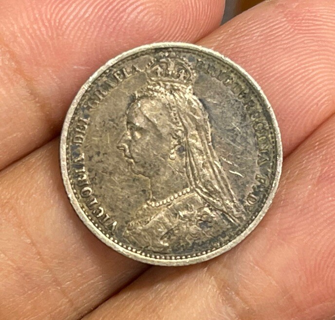 1889 Great Britain 6 Pence Silver Coin High Value