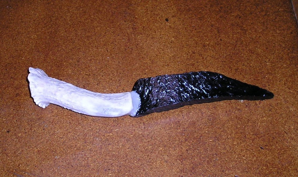 Primitive Obsidian & Stag Handled Hand Made Knife