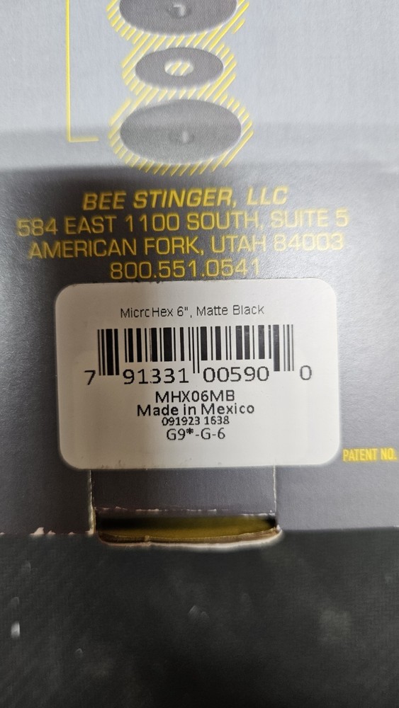 Bee Stinger MicroHex Stabilizer, Matte Black, 6"