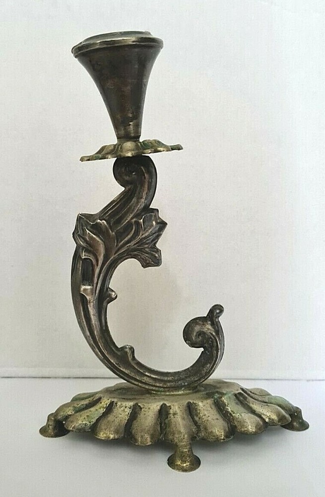 pair of decorated silver candlesticks Signed 800