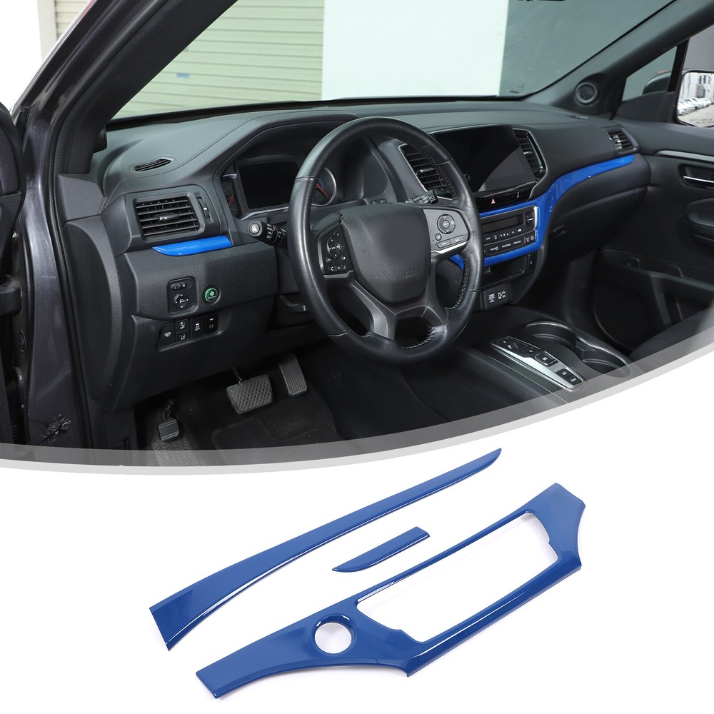 ABS Blue Car Dashboard Panel Trim Decorative Cover For Honda Pilot 2015-2022