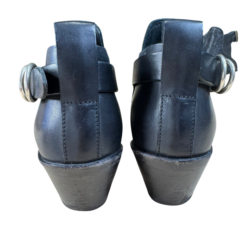 Rag & Bone Boots Size 36.5 Black Leather Ankle Boot Western Ring Stud Style