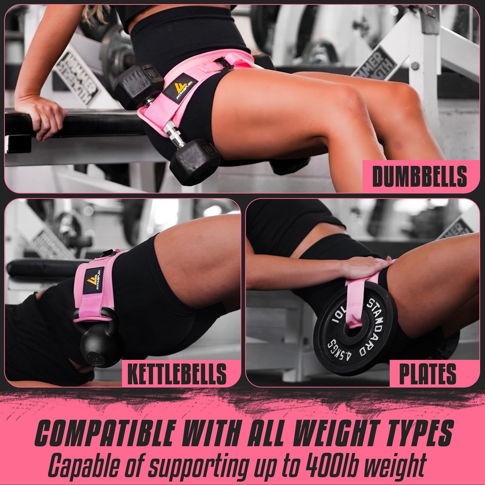 Exercise Hip Thrust Belt for Weights, Glute Workout Equipment, Adjustable Hip...