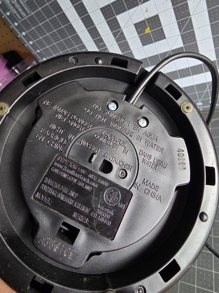 Hamilton Beach Electric Tea Kettle base dock 40998z a1171ce