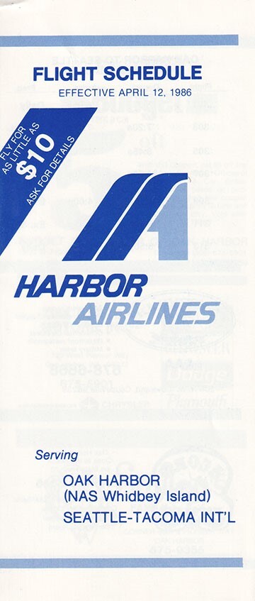 Harbor Airlines timetable 1986/04/12