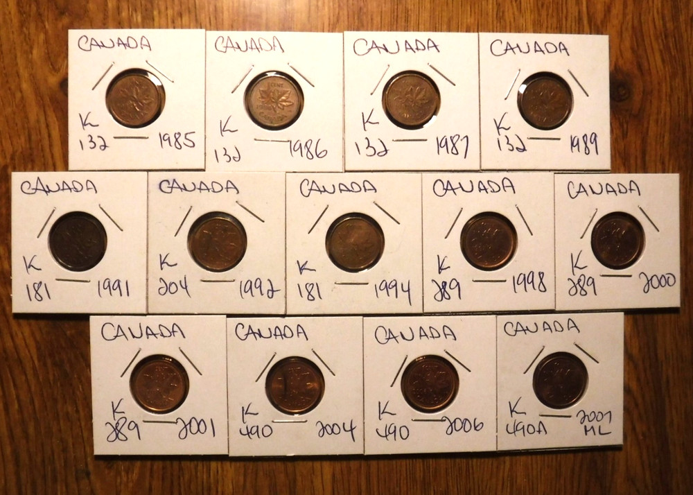 CANADA SMALL CENT COLLECTION 61 COINS 1929 THUR 2007