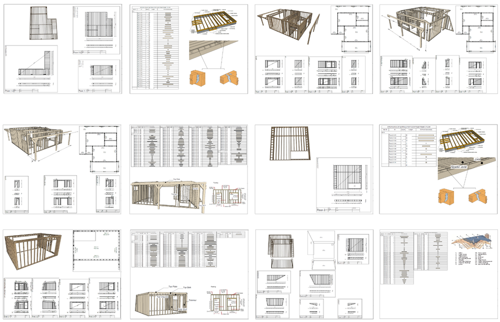Charming Tiny House 1 Bed, 1 Bath, 693SF Architectural Build Plans PDF Download