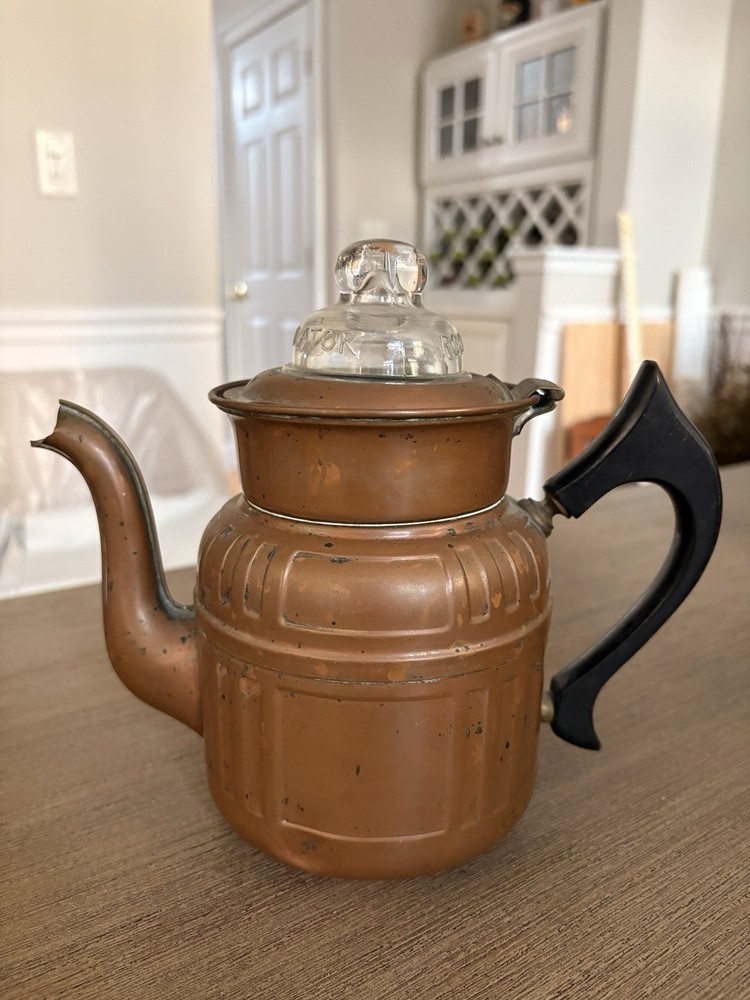 Vintage Rochester 5-cup copper percolator coffee pot