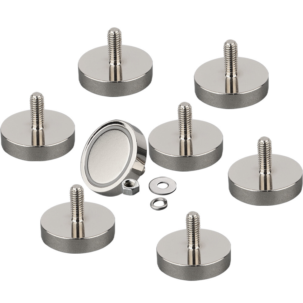 8PC 100LBS Pot Magnet M6 Threaded Stud Additional Mirrors Outdoor Area Mounting