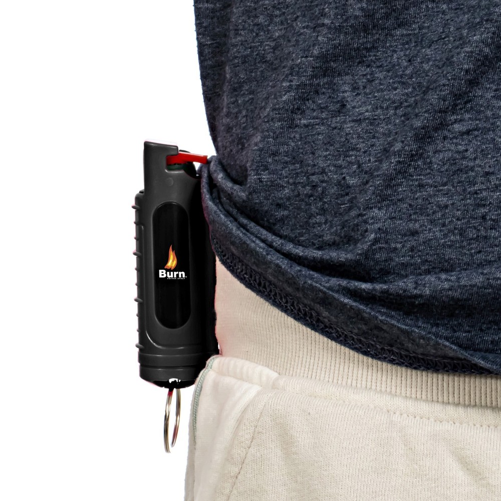 BURN Pepper Spray 1/2oz Self Defense Security Keychain Molded Black 2 Pack