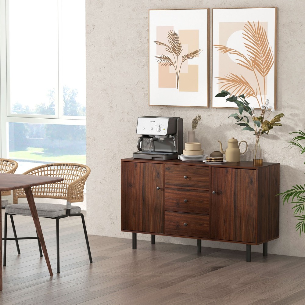Sideboard Buffet Cabinet, Kitchen Cabinet with 2 Cupboards, 3 Drawers