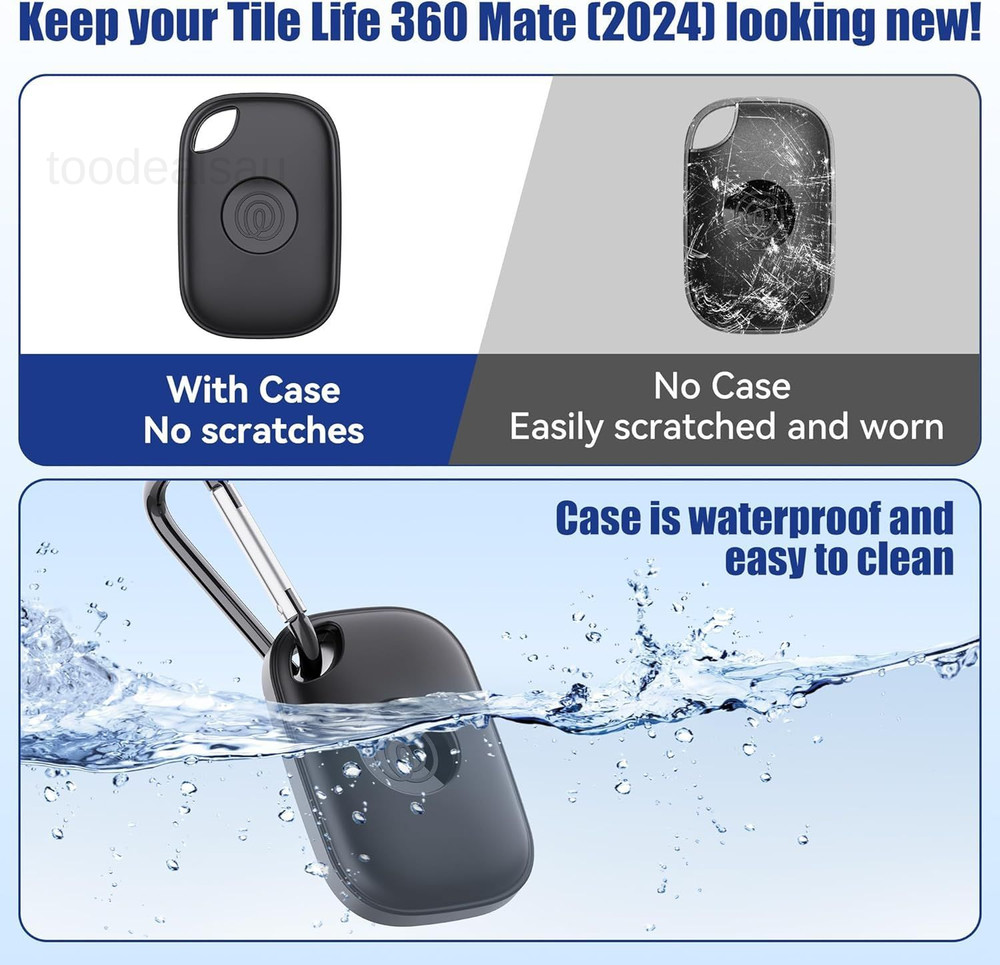 DDJ for Tile Life360 Pro (2024) Bluetooth Tracker Case Keychain 2-Pack, Black