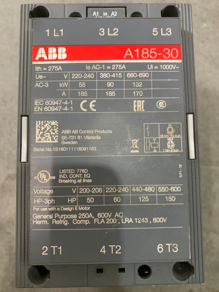 ABB A185-30 Contactor