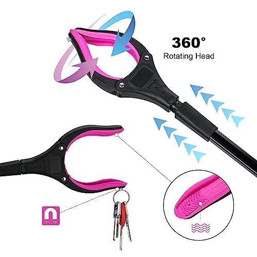 2 Pack 32 Inch Foldable Grabber Tool Extra Long Handy Trash Picker Pickup Tool