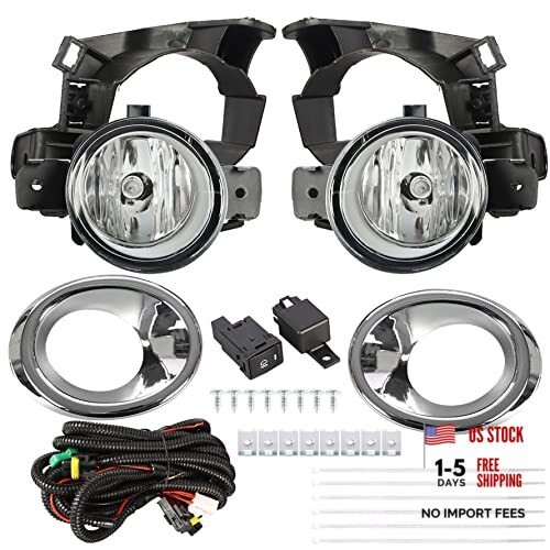 2-Pack Clear Lens Bumper Fog Light Lamps Assembly w/Bezel + Switch Kit