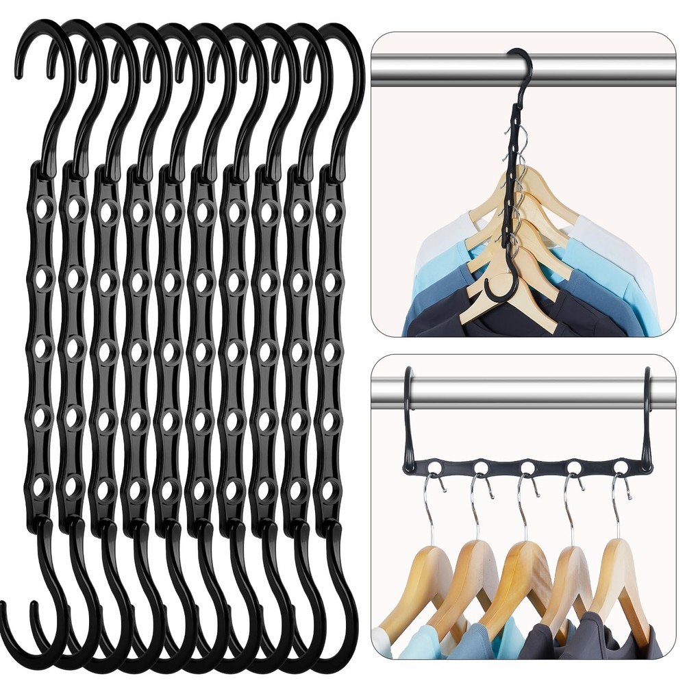 Black Magic Space Saving Hangers 10 Pack, Premium Smart Hanger Hooks, Sturdy ...